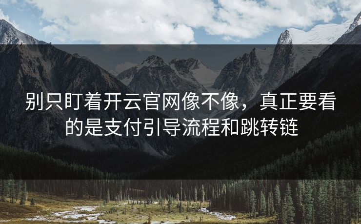 别只盯着开云官网像不像，真正要看的是支付引导流程和跳转链