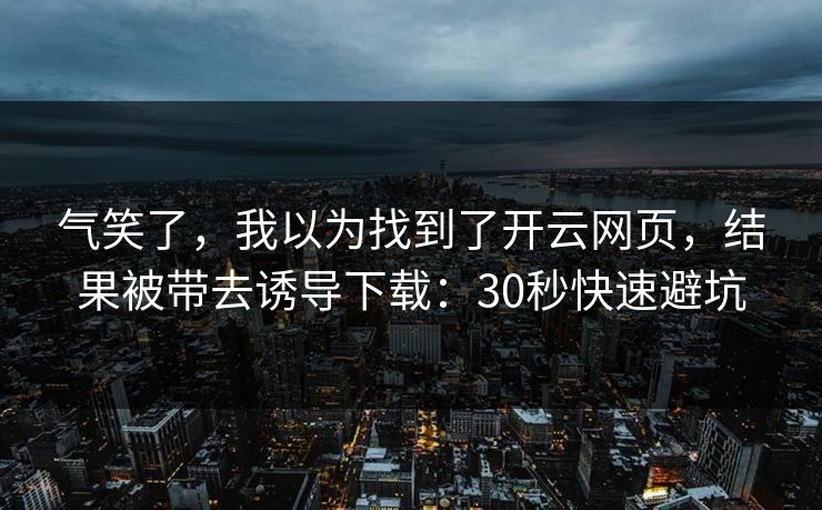气笑了，我以为找到了开云网页，结果被带去诱导下载：30秒快速避坑