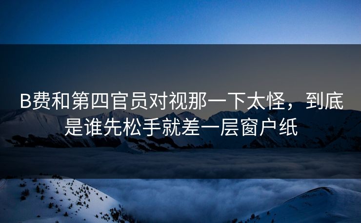 B费和第四官员对视那一下太怪，到底是谁先松手就差一层窗户纸